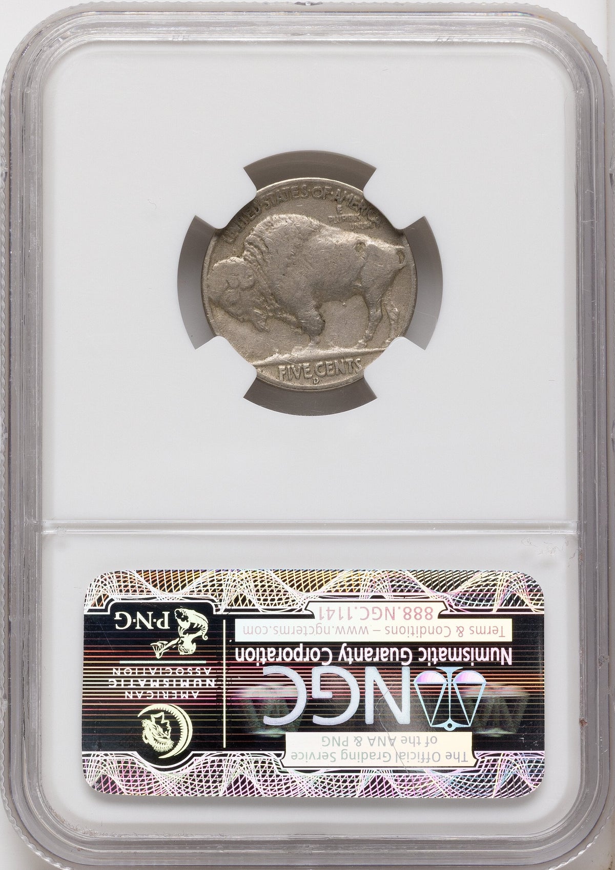 1937-D 5C Three-Legged FS-901 CAC Buffalo Nickel NGC VF25