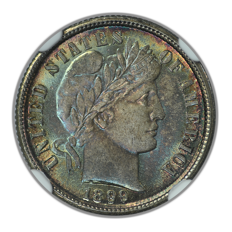1899 Barber Dime 10C NGC MS66 - TONED!