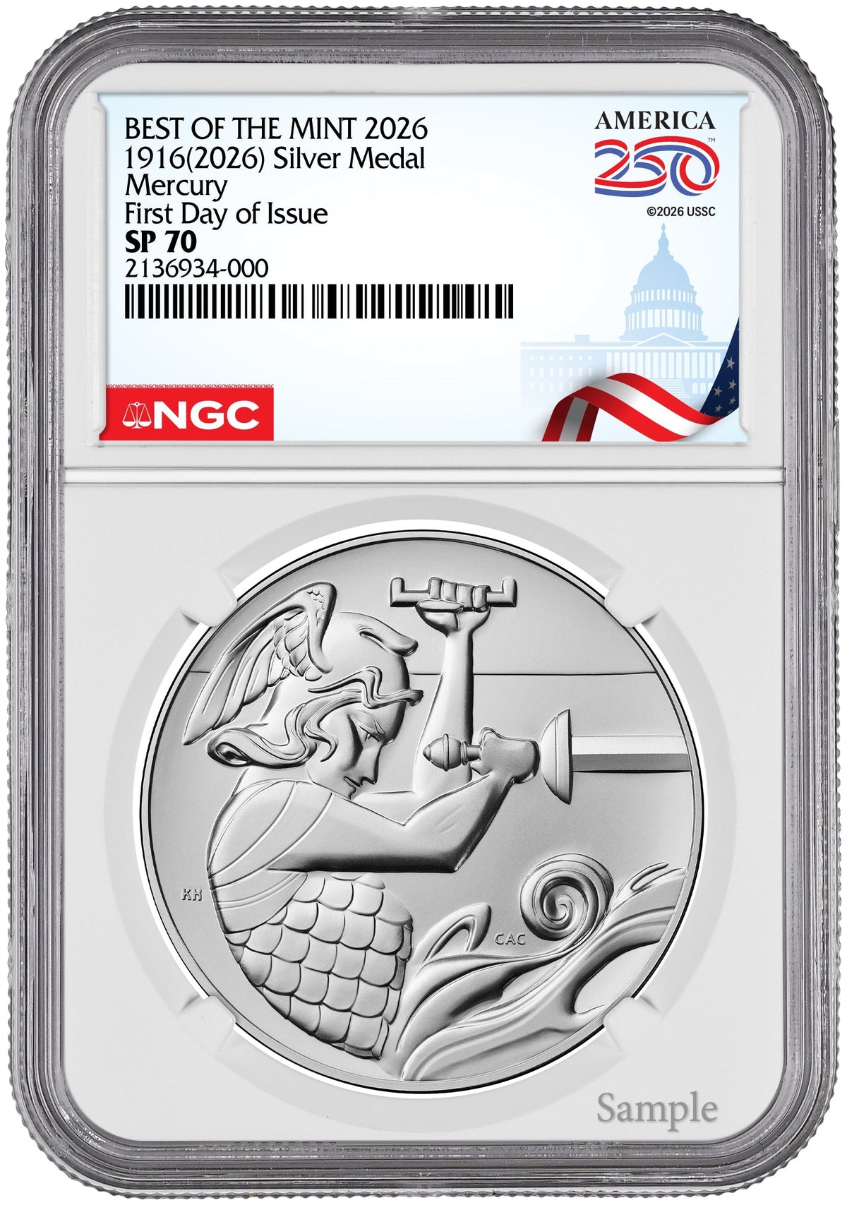 2026 (P) Silver Medal Mercury Best of the Mint NGC SP70 Congress Label