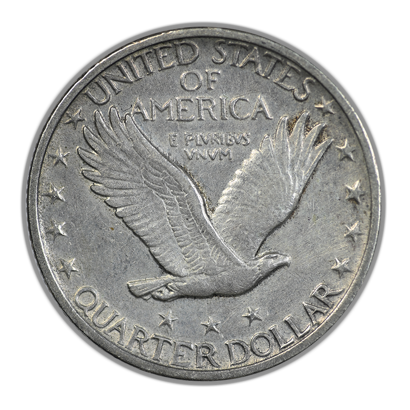 1918-S Standing Liberty Quarter 25C Raw XF/AU Extra Fine / About Uncirculated