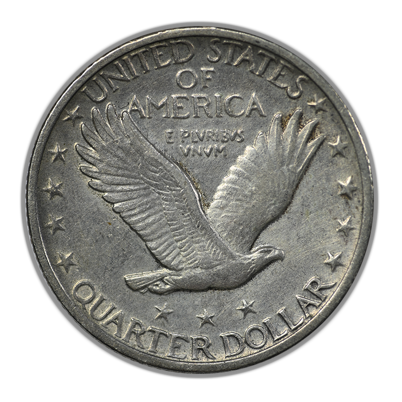 1918-S Standing Liberty Quarter 25C Raw XF/AU Extra Fine / About Uncirculated
